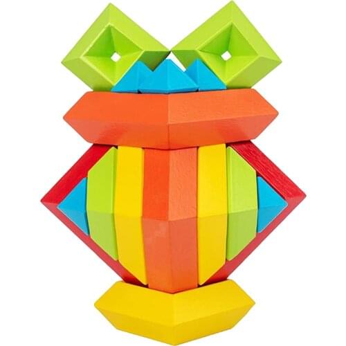 Wood Pyramid Rainbow Block Preschool Educational Toys Gifts for Kids