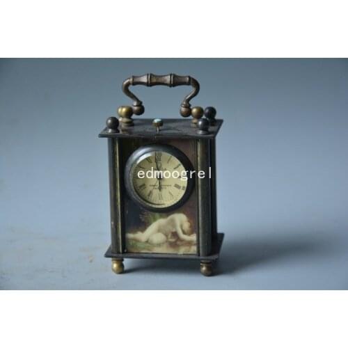 Qing Dynasty royal copper beauty Western clock,Working properly,#052,beautifully designed,Free shipping
