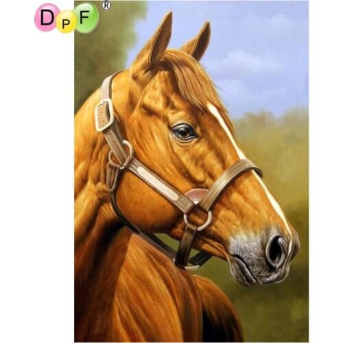 DPF Diamond Embroidery Yellow horse Diamond Painting Cross Stitch Picture Of Rhinestone full Square Diamond Mosaic decor DIY