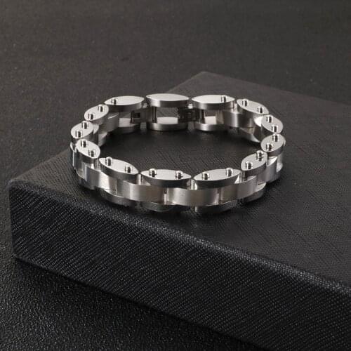 European and American ins style fashion personality combination heavy work texture mens titanium steel bracelet