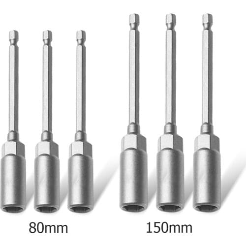 3pcs 6.35 Hexagon Handle Socket Wind Approved Sleeve Nozzles 6/7/8mm Wrench Electric Screwdriver Drill Bit Adapter Power Hand