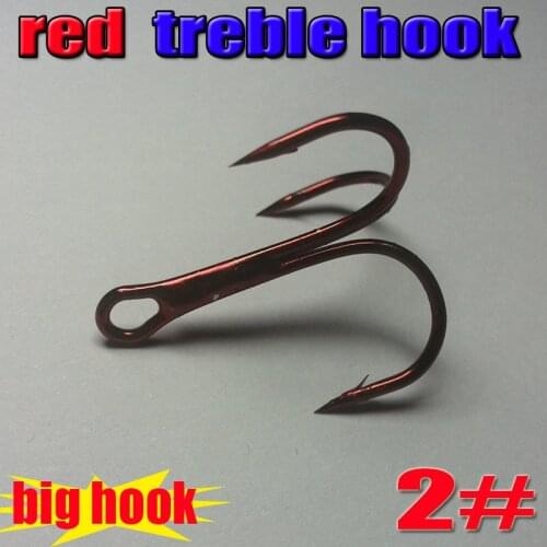 2015hot red color fishing treble hooks size 2# the big hooks 200pcs/lot professional factory