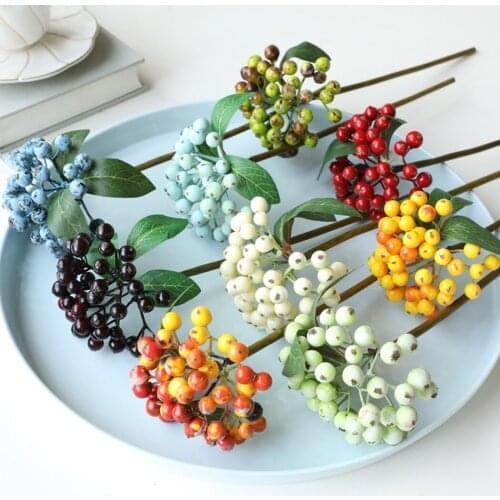 Artificial Berry Stem Realistic Bouquet Wedding Party Berry Ornaments Fake Berry Home Office Decor Faux Holly Berry Branch