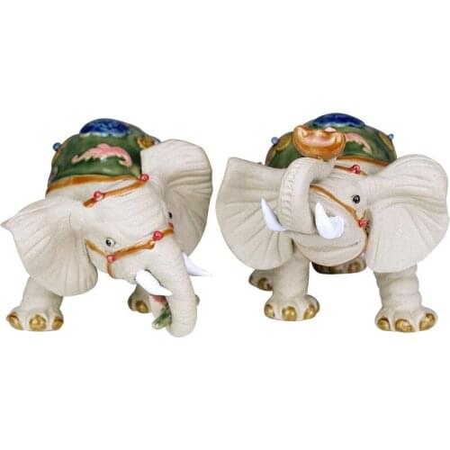 CHINESE STYLE CERAMICS LUCKY FENG SHUI ANIMALS STATUE CUTE RUYI ELEPHANT CALF SCULPTURE CRAFTS HOME DECOR WEDDING GIFT R3312