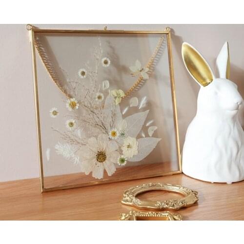 Square Hanging Herbarium Metal Frame for Pressed Flowers Herbarium frame botanical art collage flower wall panel