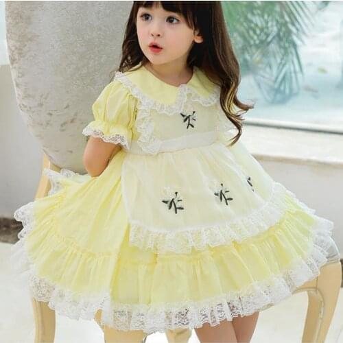 Summer baby girl vintage Spanish lolita ball gown dress kids casual lace stitching embroidered princess dress