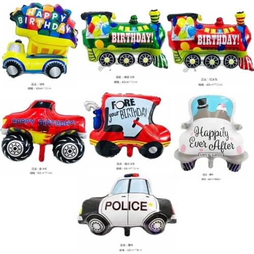 Cartoon Car Foil Balloon Wedding Car Truck Train Balloons Children Gifts Happy Birthday Party Decorations Globos Balls Kids Toys