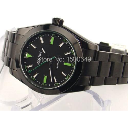 Parnis 40mm PVD Black dial sapphire glass Automatic mens watch 979