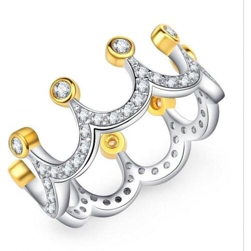 2017 New Top Selling choucong luxury Jewelry 10KT White&Yellow Gold Filled CZ Crystal Zirconia Party Crown Women Wedding Ring