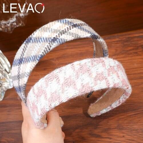 Levao Striped Plaids Print Headband Headwear Hair Accessories Head Hoop Female Sweet Wide Hair Hoop Hairband