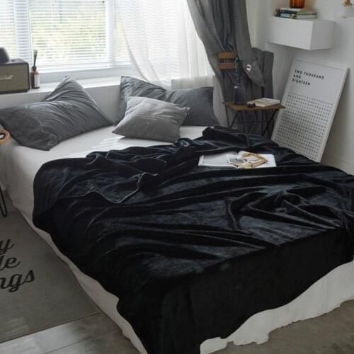 Solid Color Thickened Blanket Coral Velvet Blanket Black Blanket Throws on Sofa/Bed/Plane Travel Big Size Home Textiles