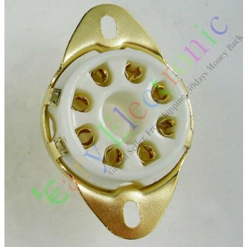 Wholesale and retail 8pc Gilded 8pin Ceramic vacuum tube socket top mount valve Fr VP41 SP4 audio amp free shipping