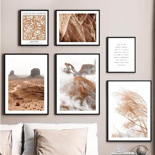Autumn Reed Mountain Forest Sand Quotes Wall Art Canvas Painting Nordic Posters And Prints Wall Pictures For Living Room Decor