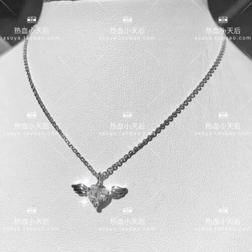 Soya Necklace Lovely Lovely Transparent Clear Rhinestone Blingbling Titanium Steel Item