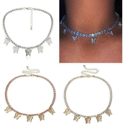 Necklace Statements Flying Jewelry Women Fully Crystal Butterfly Choker