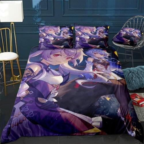 Ganyu and Keqing Duvet Cover Comfortable Quilt Home Decora Design Universal Bedding Set Bedclothes+Pillowcase 3pcs