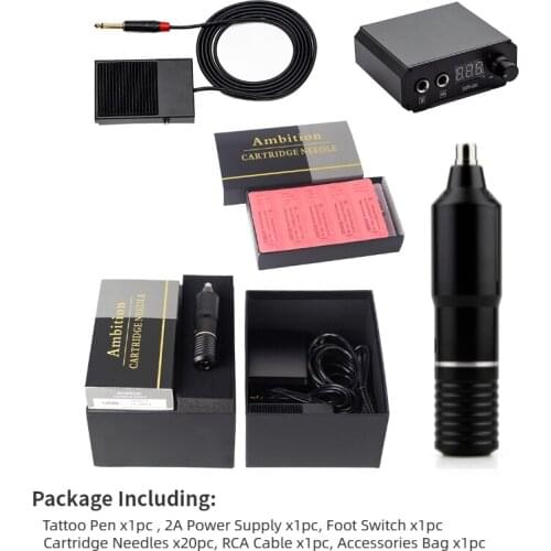 Professional Tattoo Machine Kit Tattoo Power Supply Rotary Pen With Cartridges Needles For Permanent Makeup Tattoo Body Art