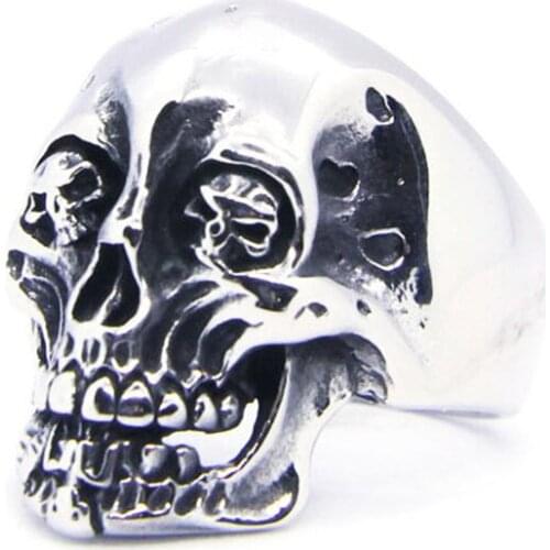 Rany&Roy Newest Demon Ghost Skull Ring 316L Stainless Steel Fashion Jewelry Skull Cool Ring