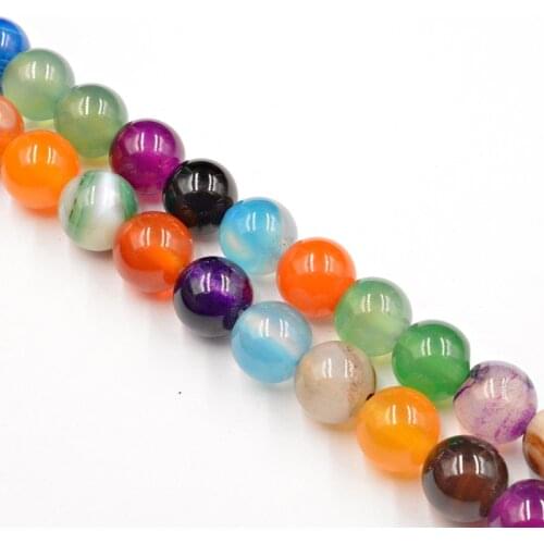 Natural Stone Colorful Banded Stripe Onyx Agates Beads 4-12mm Loose Beads for Jewelry Making Charm Accessories DIY Free Shipping