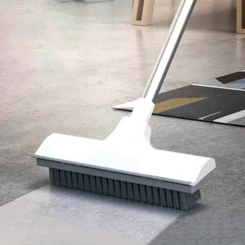 Adjustable Bristle Brush With Scraper Multifunction Cleaning Brush Long Handle Home Cleaning Products For Washing Floors