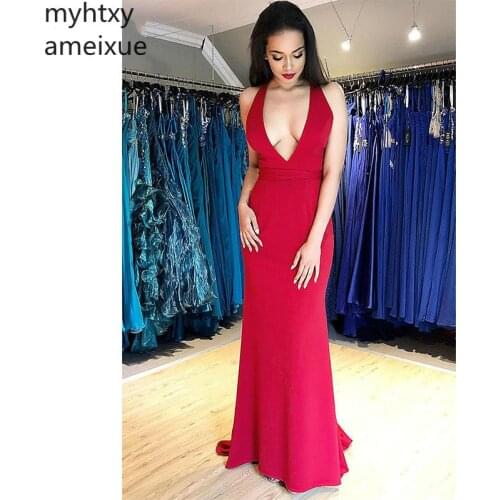 Sexy Evening Dresse Mermaid Prom Dress V-Neck Sleeveless Lace UpFloor Length New Evening Gowns Made Plus Size Evening Dress