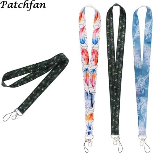 AD564 Patchfan Cartoon Feather Lanyard for Key Phones USB Flash Drives Keys Keychains ID Card Name Tag Badge Holders Rope