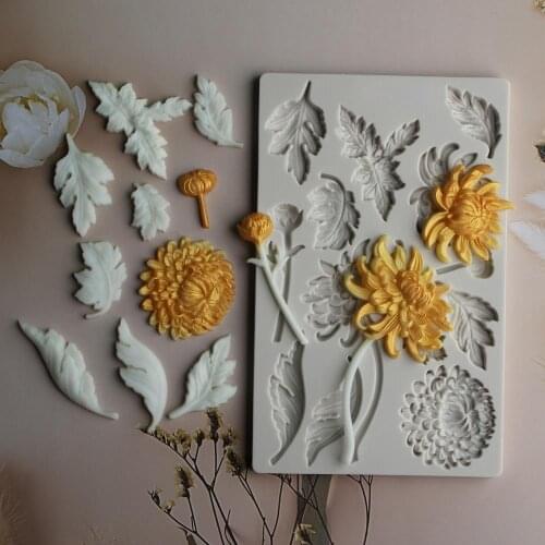 Botanist Floral Chrysanthemum Silicone Mold Fondant Cake Decorating Mould Sugarcraft Chocolate Baking Tool Artwork Gumpaste Form