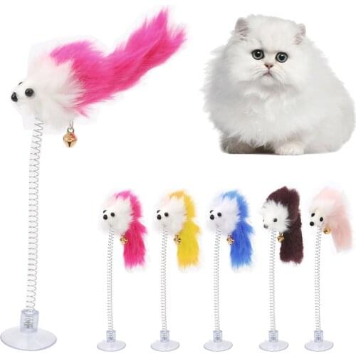 Random Colour Mice Shape Plastic Cat Toys False Mouse Pet Products Pet Toys With Suckers Feather Pet Supplies