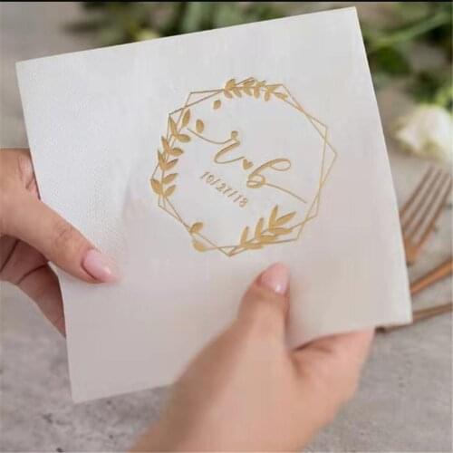 Wedding Favors 100 Personalized Napkins Custom Mr & Mrs Cocktail Beverage Paper Serviette Bridal shower Napkin Table Decoration