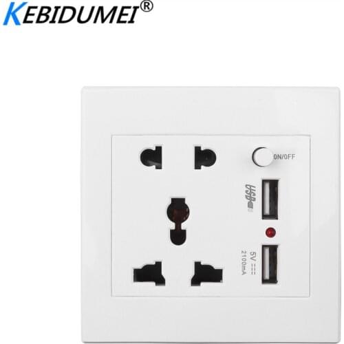 Kebidumei AC 110-250V Universal Wall Socket Panel With 2 USB Port Plug Charger Switch Power Outlet EU US UK AU USB Plug Socket