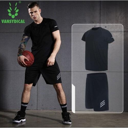 Vansydical Sports Suit Men Short Sleeve Fitness Clothes Basketball Training Running Clothes Shorts Men Sportswear 2pcs 3pcs 4pcs