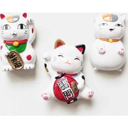 Japan Refrigerator Magnetic Stickers Tokyo 3D Resin Hand-Painted Maneki Neko Lucky Cat Fridge Magnets Tourist Souvenirs for Kids