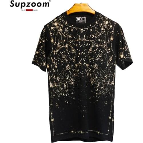 2020 New Arrival Knitted Summer Leisure Personality Star Cotton Loose Print O-Neck Casual T Shirt Men Hip Hop Tshirt Hot Sale