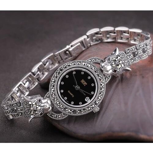 New Arrival Sterling Siver Cheetah Watch Top Quality S925 Silver Jewelry Leopard Watch Pure Silver Bracelet Watches Dropshipping