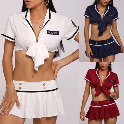 Womens Sexy Lingerie Policewoman Split Underwear Suit Sexy Skirt For Sex Lingerie Uniform Sexy Lingerie Set сексуальное белье