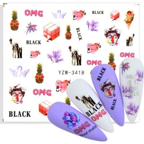 1 Sheet Angel Cupid 3D Water Transfer Nail Sticker Watermark Nail Art Tattoos Decoration Accessories Nails ornament