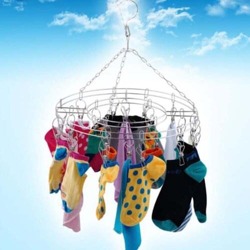 1Piece Clips Stainless Steel Drying Hanger Socks Underwear Rack Round Square Plum Shape Multifunctional Drying Shelf