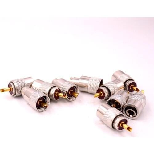 UHF Male for RG58-3 Cable RF Coaxial Adapter PL259 SO239 Connector Socket Solder Cup Brass Silver Plated Accessory