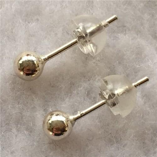 2018 Hot Fashion Tibetan silver women gift stud earring 4MM ball-shaped
