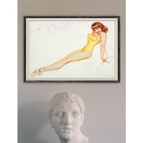 600 Vintage Beautiful Pin-up Girl Classic Picture Custom Silk Poster Home Deco Wall Art Christmas Gift