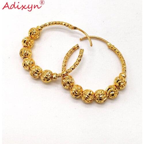 Adixyn New Vintage Hoop Earrings For Women/Girls Gold Color Copper Earrings Jewelry