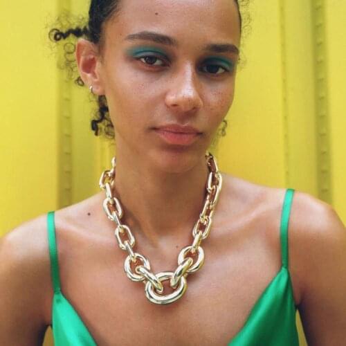 2020 ZA Link Large Necklaces for Women Trendy Gold Color Metal Maxi Link Chain Pendant Necklaces Jewelry Hip-hop Style Gifts