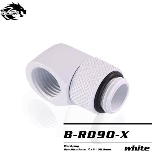 Bykski 90 degree rotary elbow water cooling bend adapter,PC Computer fittings, Black,White,Red,Blue,Silver,Gold B-RD90-X cooler