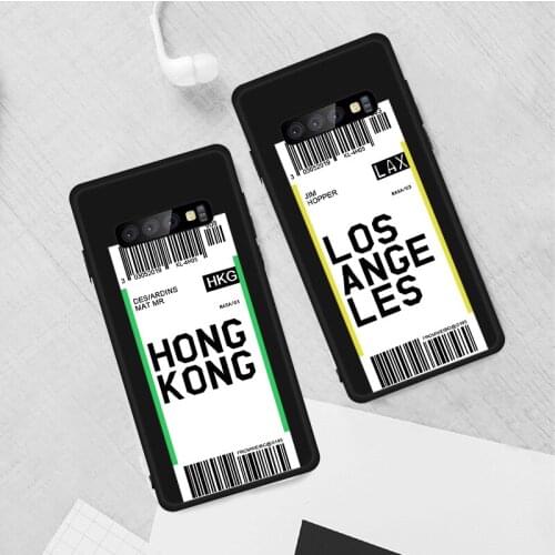Hot Air Ticket Travel New York Los Phone Case for Samsung S21 S20 S10 S9 S8 Plus Note10 20 Ultra National Entry Permit Cover