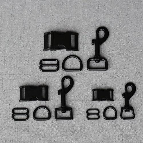 20 Sets 15mm/20mm/25mm Black Metal D Ring Snap Hook Adjustable Release Buckle DIY Dog Collar and Leash Backpack Bag Accessories