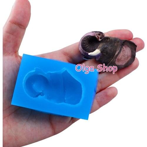 DYL458 50.8mm x 31mm Elephant Head Silicone Mold Fondant Cake Decoration Candy Resin Clay Earrings Necklace Craft Soap Candle