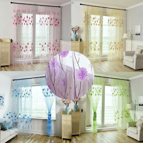 Elegant Modern Tulle Curtains For Living Room Bedroom Kitchen Green Leaf Sheer Curtains For Window Tulle Curtains Drapes #P2