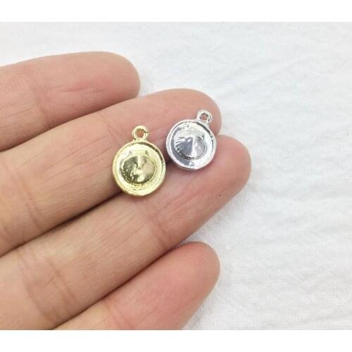 Eruifa 20pcs 10mm Pretty Shell Print Coin Charms Wholesales necklace,earring bracelet jewelry DIY handmade 2 colors