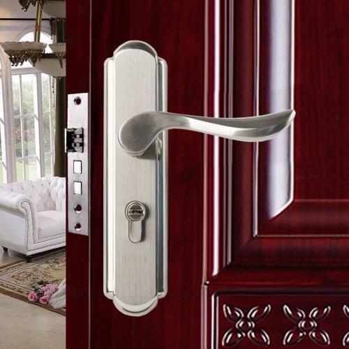 European Lock Have Hold Hand Lock Stainless Steel Panel Hand Hardware Double Tongue Indoor Lock Polishing Technology
