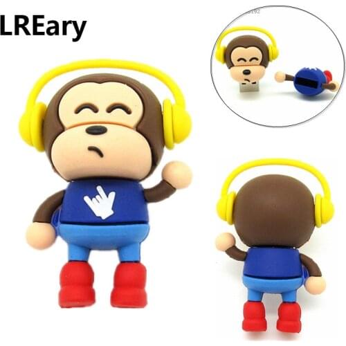 Fashion headset monkey usb flash drive disk memory stick pendrive Pen drive personalizado Musical animal gift 4gb 8gb 16gb 32gb